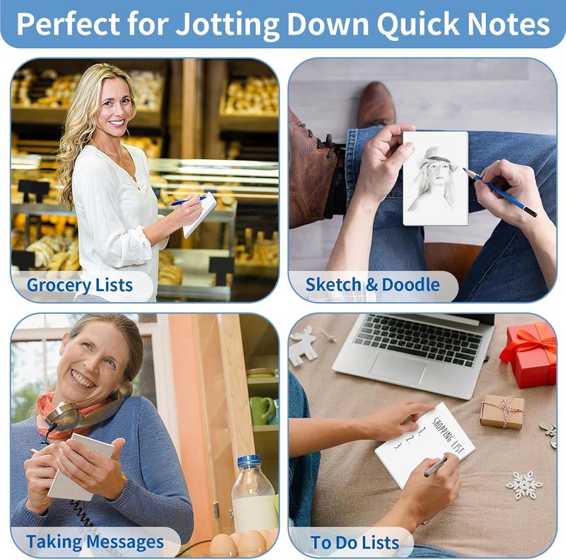 Hoiny Note Pads 4x6 Inch, 6 Pack Blank Scratch Pads, 50 Sheets Per Memo Pad for Writing, White Pad of Paper Suit for Home, Office and School, Tear off Notepad, Small Server Notebook - Image 5